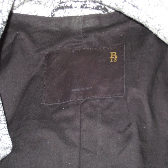 R13 Cracked White Leather Jacket Size XS/S - Picture 8 of 8